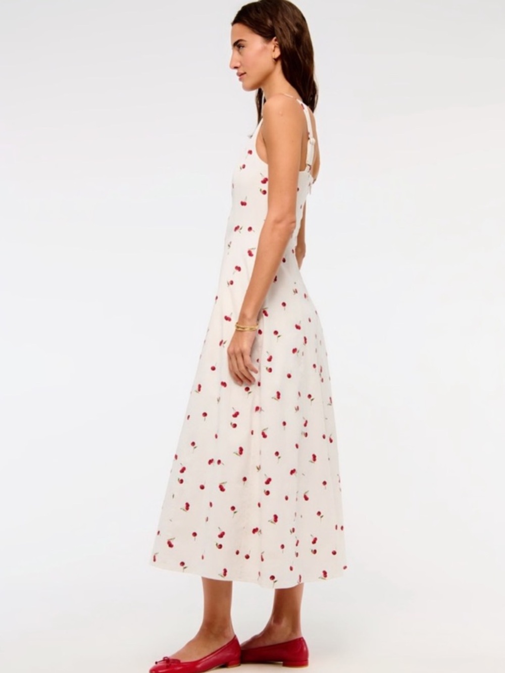 Abercrombie & Fitch Mila Stretch Midi Dress in Cherry Print ๐ size XXLP $110 - Picture 5 of 16